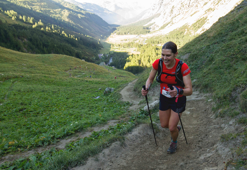 Jasmin Paris heading uphill during the UTMB 002