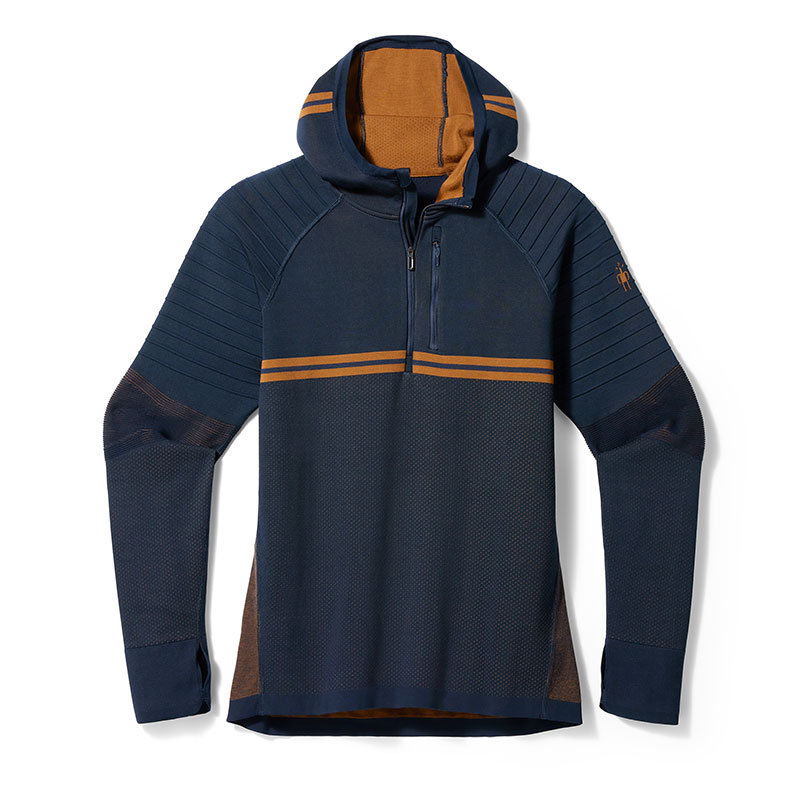 Smartwool Mens Intraknit Merino Tech 1 2 Zip Hoodie SW016802M38 Deep Navy Fox Brown 169